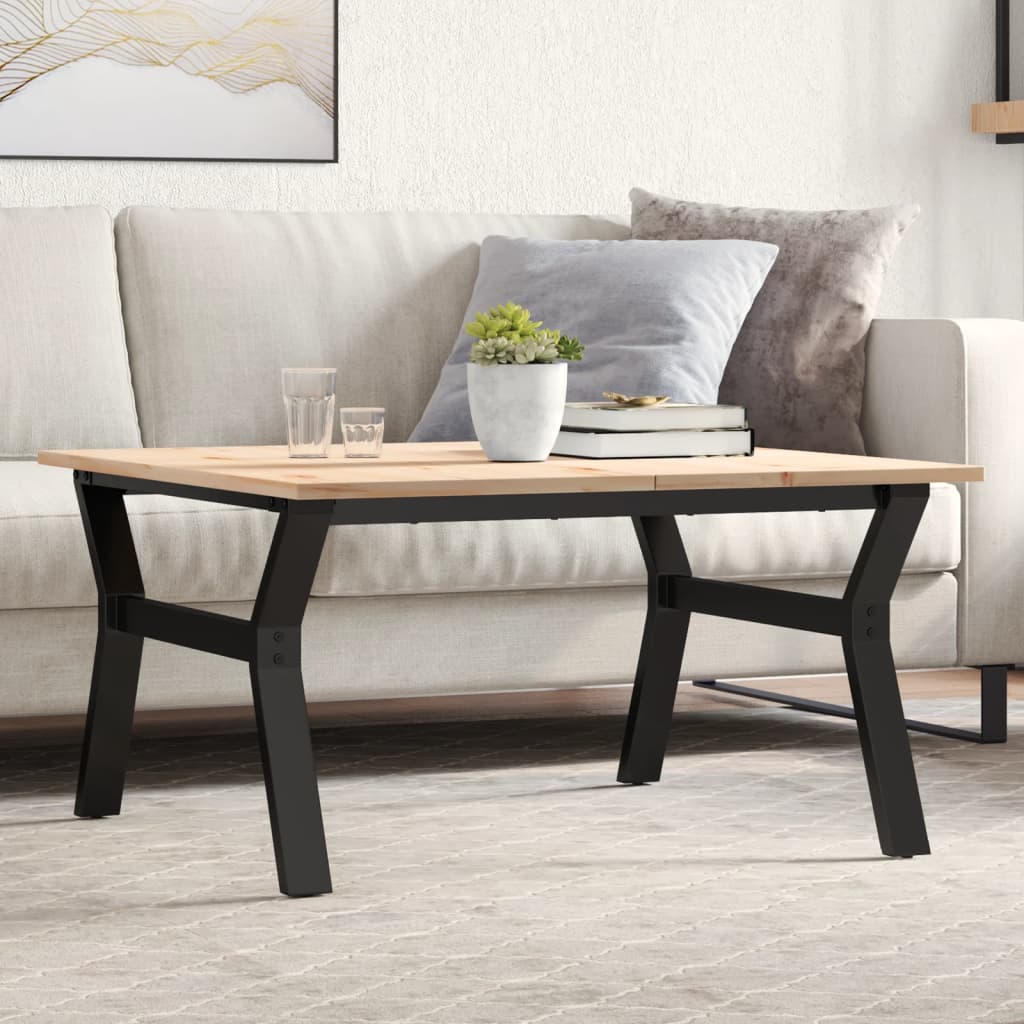 vidaXL Mesa de centro marco Y madera maciza pino y acero 90x90x45 cm