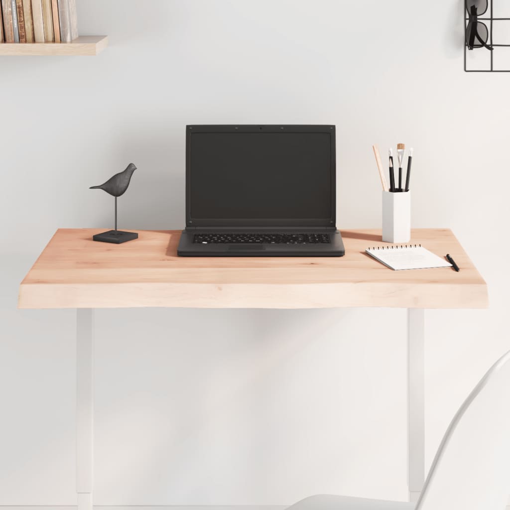 vidaXL Tablero de mesa madera maciza borde natural 80x60x(2-4) cm
