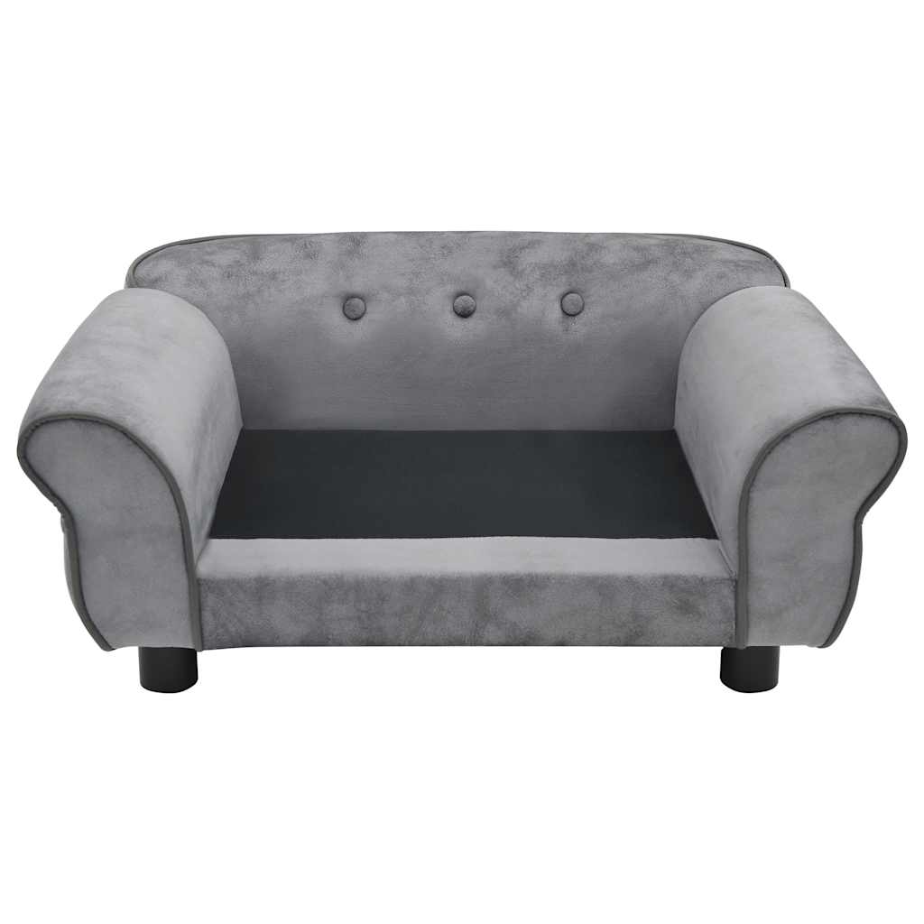 vidaXL Sofá para perros felpa gris 72x45x30 cm - Image 3
