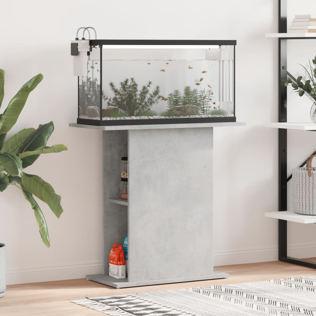vidaXL Soporte de acuario madera ingeniería gris hormigón 75x36x72,5cm