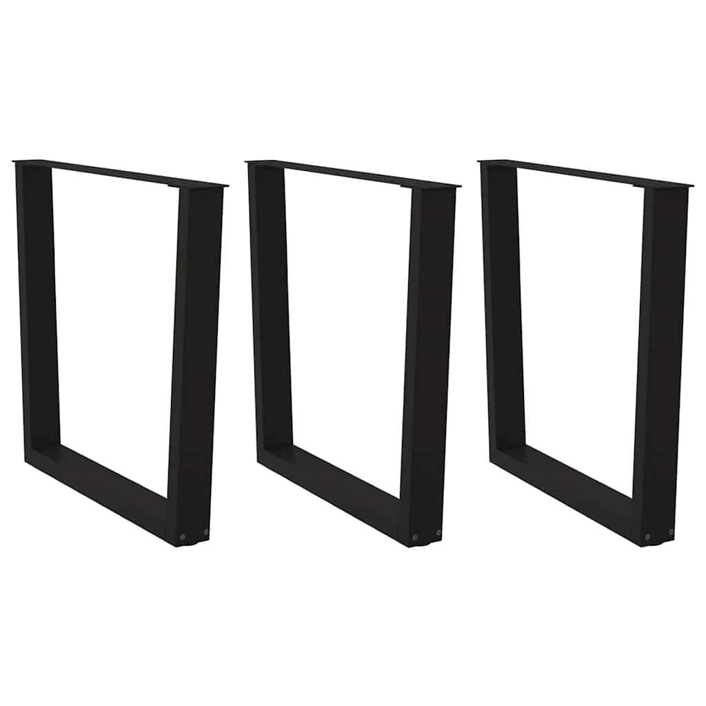 vidaXL Patas para mesa de comedor en forma de V (3 unidades), color negro, 90 x (72-73,3) cm, acero