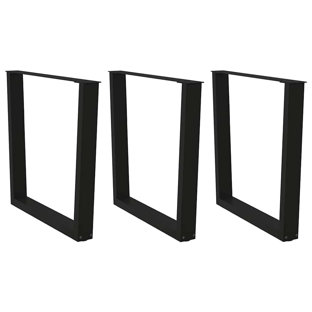 vidaXL Patas para mesa de comedor en forma de V (3 unidades), color negro, 80 x (72-73,3) cm, acero