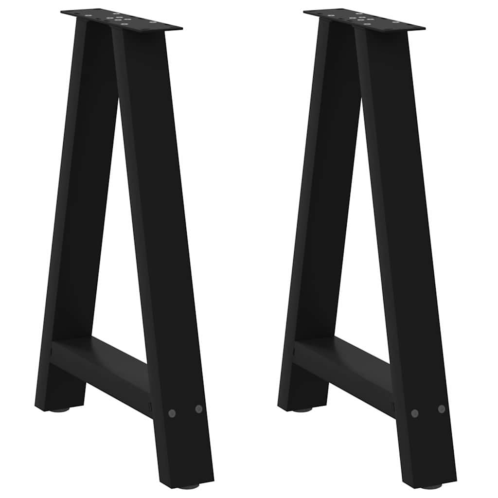 vidaXL Patas para mesa de comedor en forma de A (2 unidades), color negro, 50 x (72-73) cm, acero
