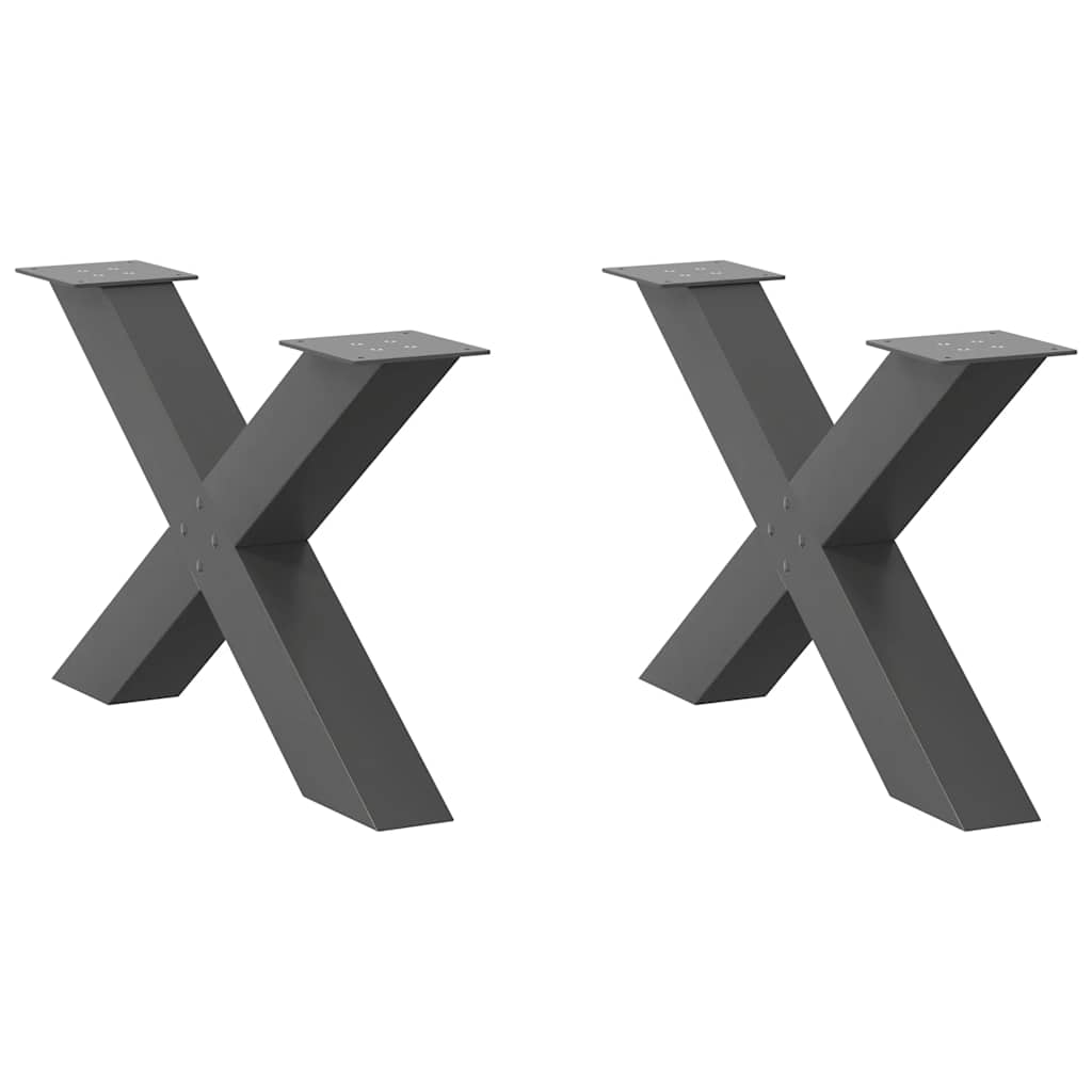 vidaXL Patas para mesa de centro en forma de X (2 unidades), antracita, 70 x (42-43) cm, acero