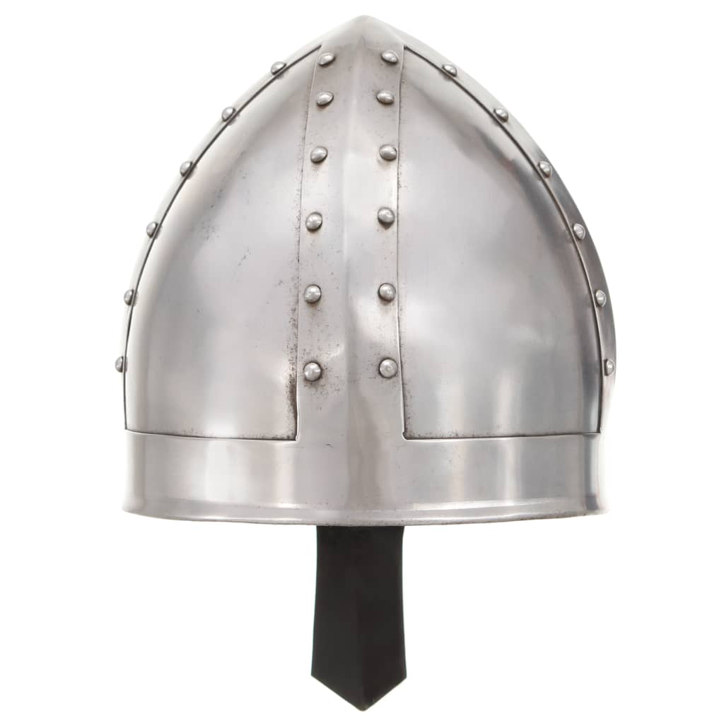 vidaXL Réplica de casco de caballero medieval antiguo LARP acero plata - Image 4