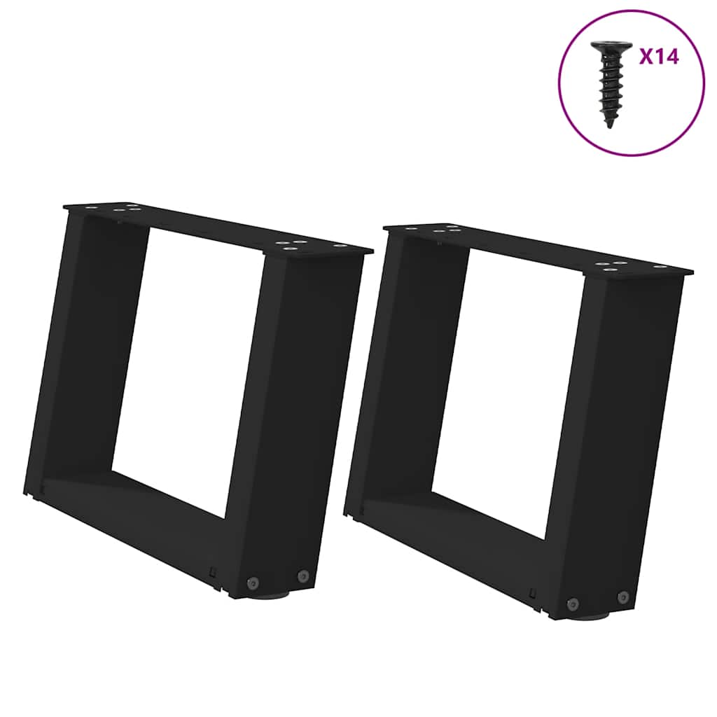vidaXL Patas para mesa de centro en forma de U (2 unidades), color negro, 40 x (30-31) cm, acero