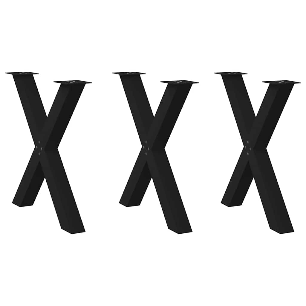 vidaXL Patas para mesa de comedor en forma de X (3 unidades), color negro, 70 x (72-73) cm, acero