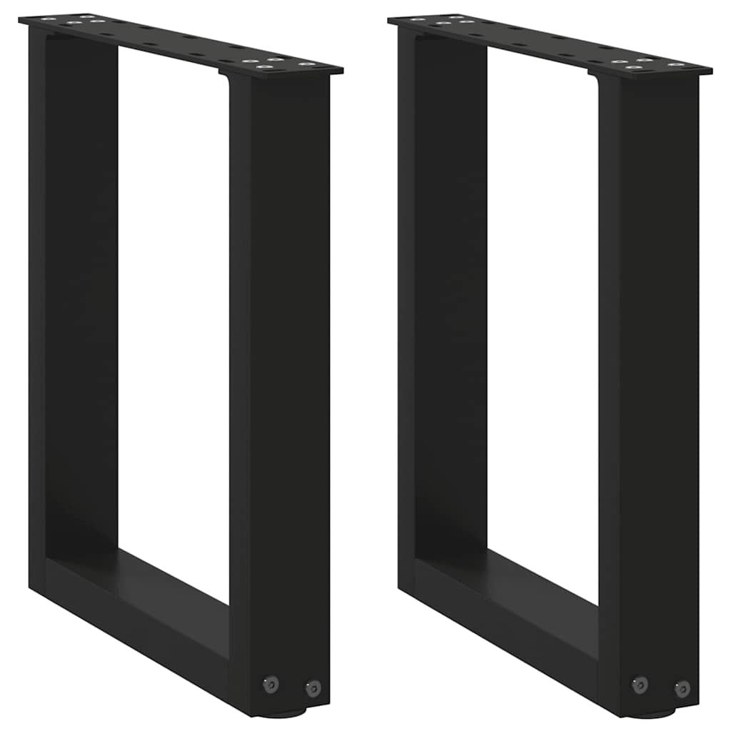 vidaXL Patas para mesa de centro en forma de U (2 unidades), color negro, 28 x (42-43) cm, acero