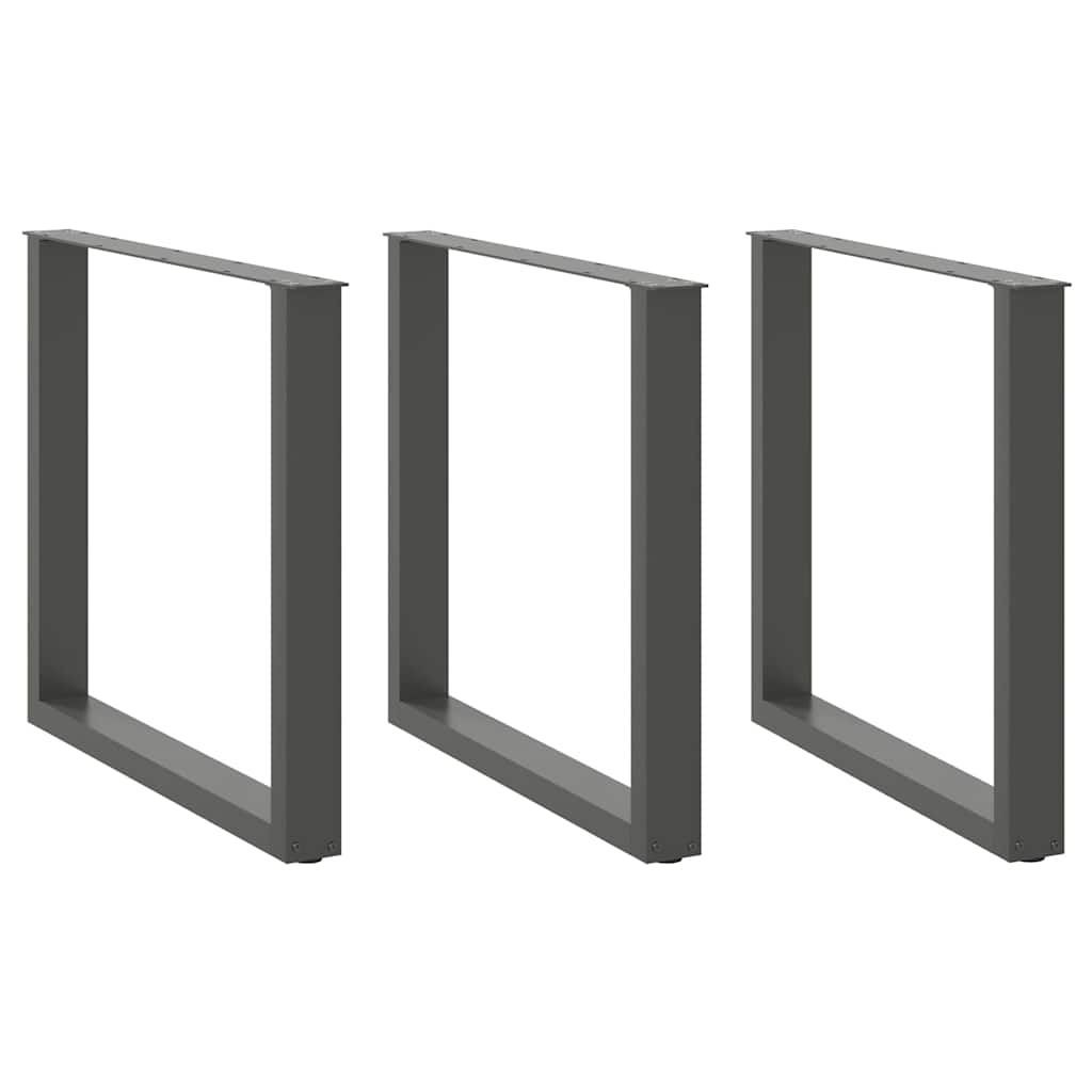 vidaXL Patas para mesa de comedor en forma de U (3 unidades), antracita, 80 x (72-73) cm, acero