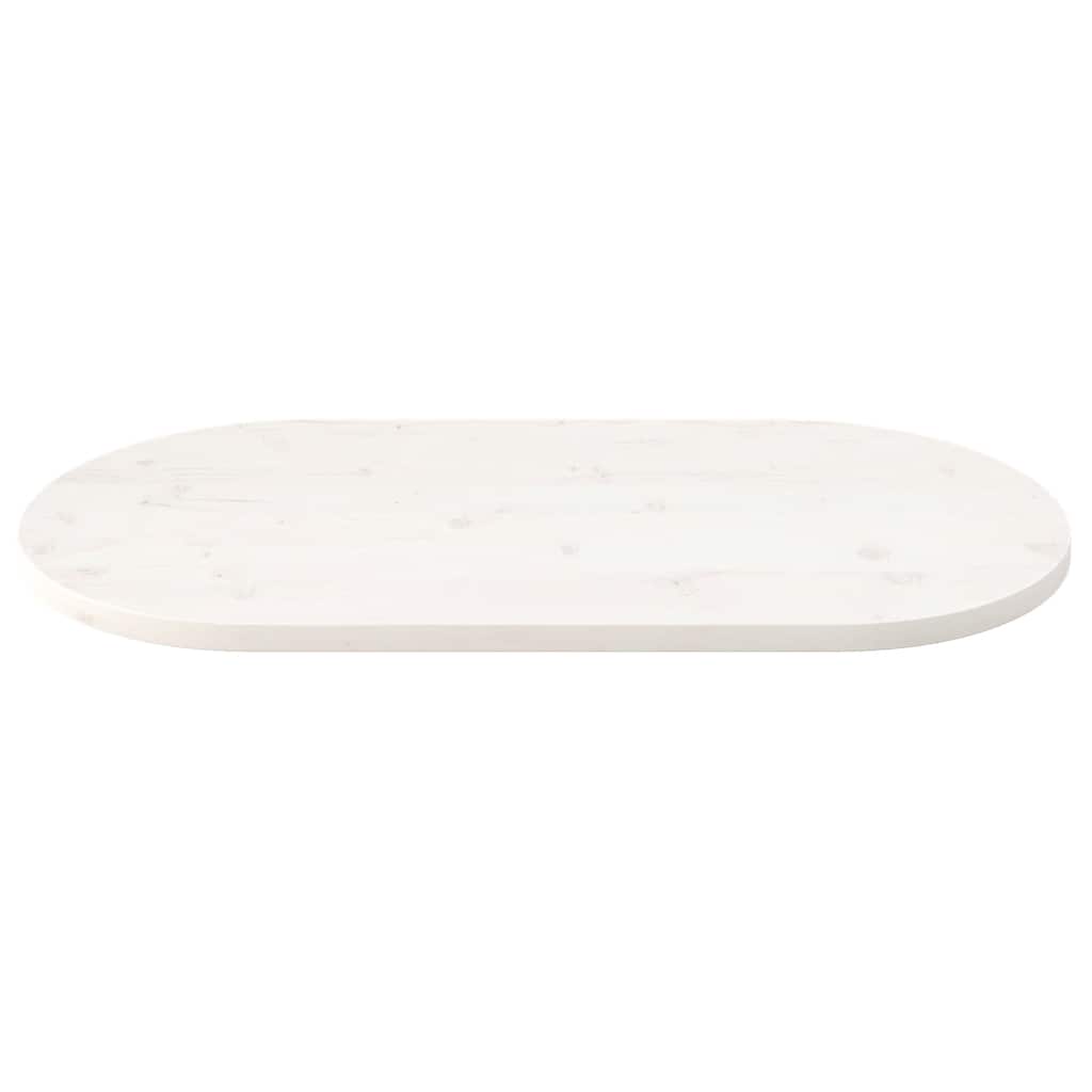 vidaXL Tablero de mesa ovalado madera maciza pino blanco 100x50x2,5 cm - Image 3