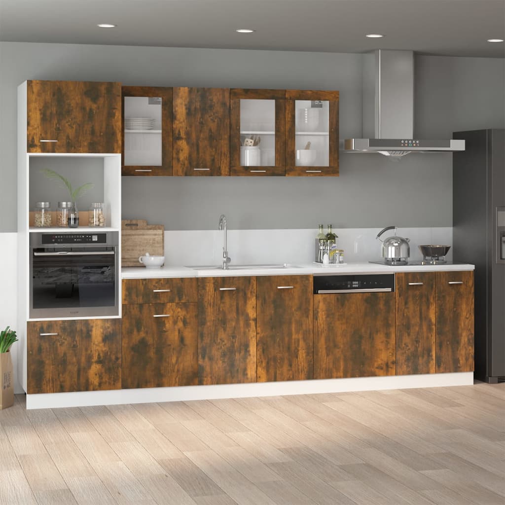 vidaXL Mueble bajo fregadero "Lyon" roble ahumado 80x46x81,5 cm madera de ingeniería