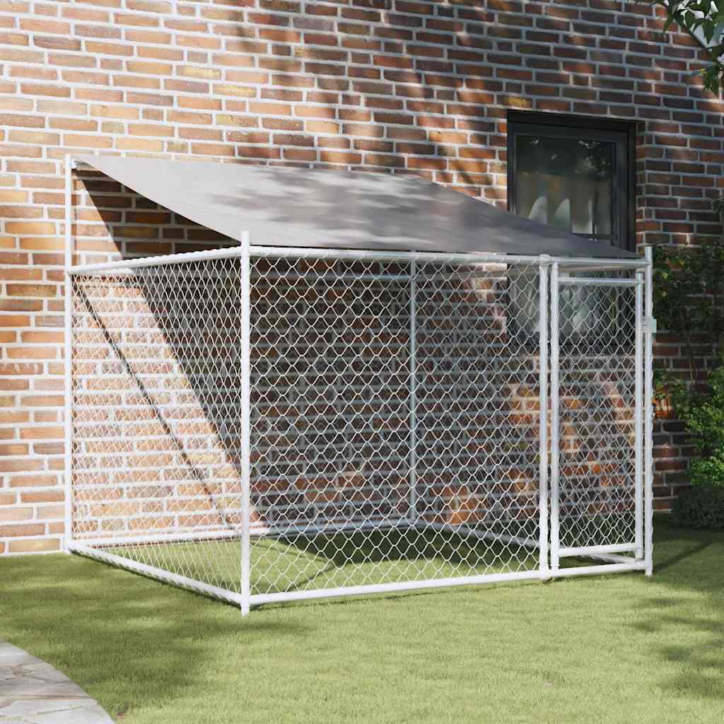 vidaXL Jaula de perros techo y puerta acero galvanizado gris 2x2x2 m