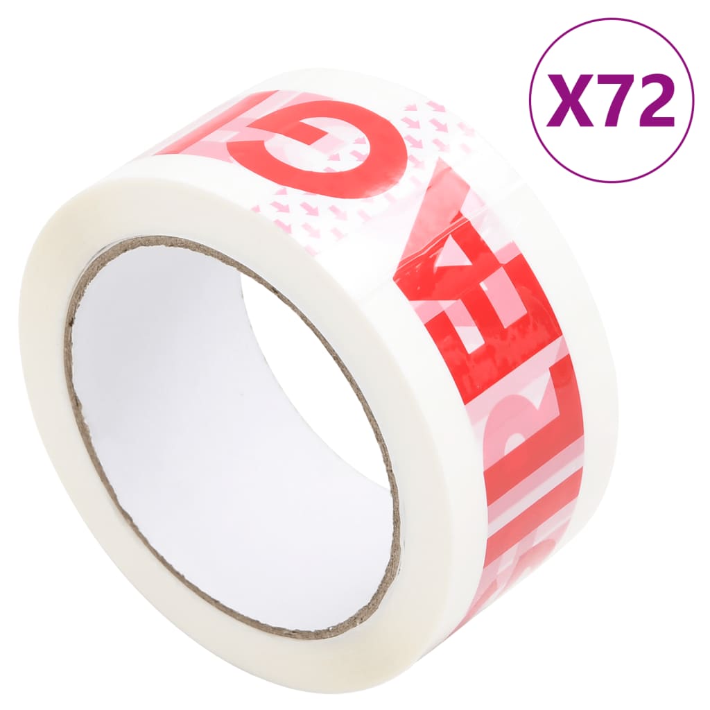 vidaXL Cinta de embalaje 72 piezas letras FRÁGIL blanco 48 mm x 66 m