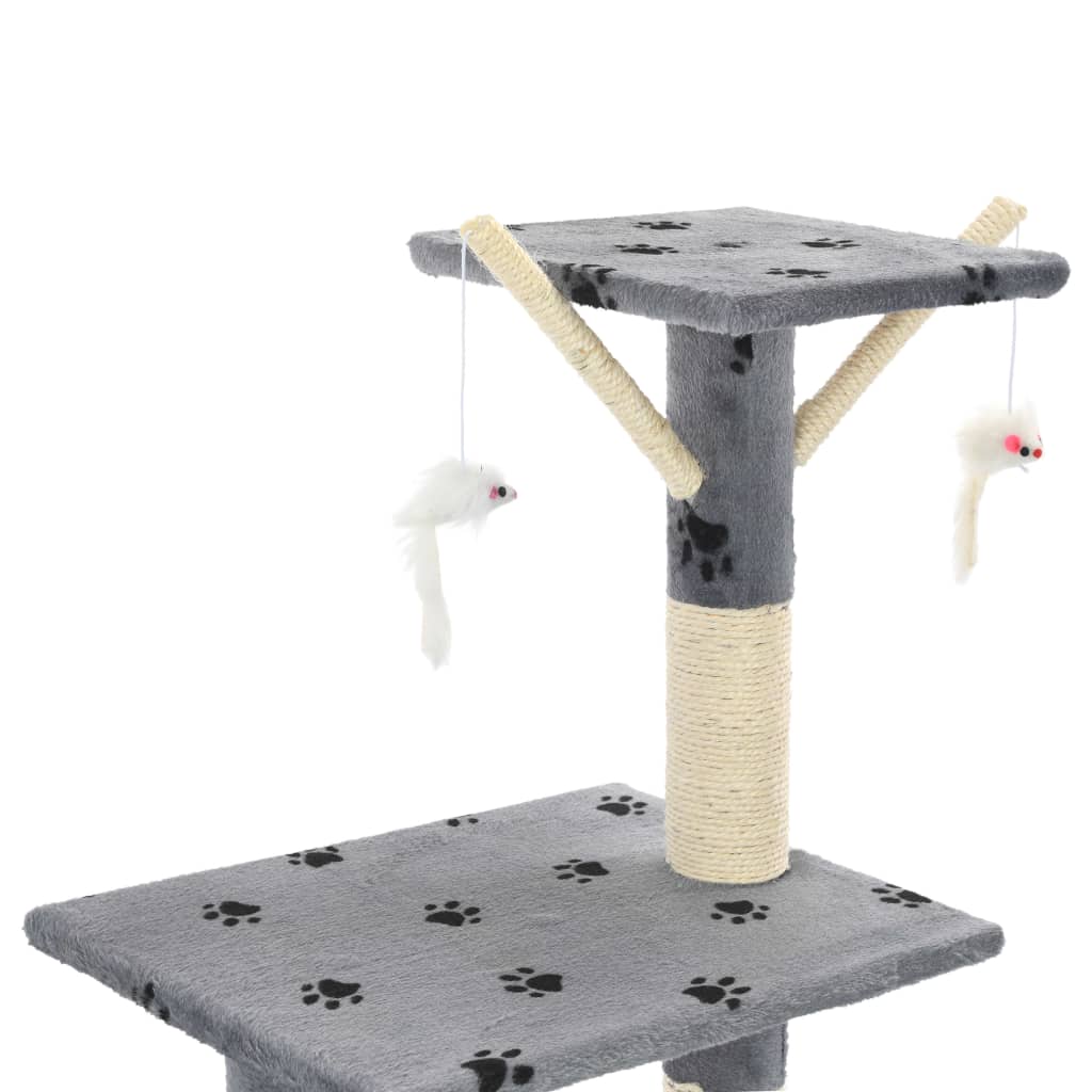 vidaXL Rascador para gatos con poste de sisal 138 cm huellas gris - Image 6