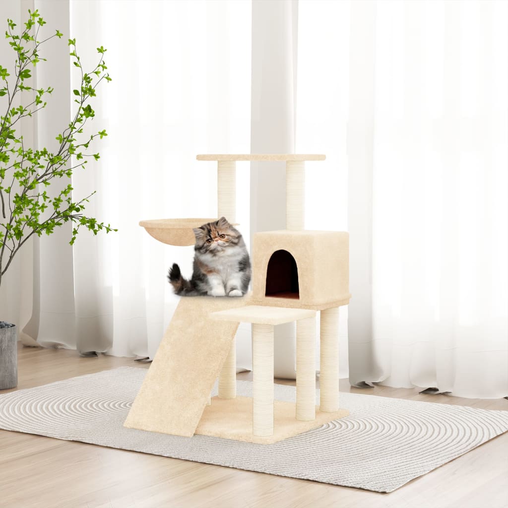 vidaXL Rascador para gatos con postes de sisal color crema 82 cm