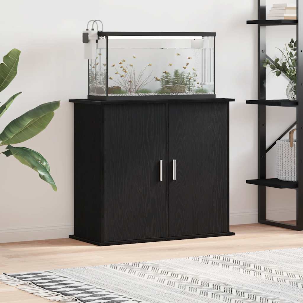 vidaXL Soporte para acuario de madera de ingeniería de roble negro 81x36x73 cm