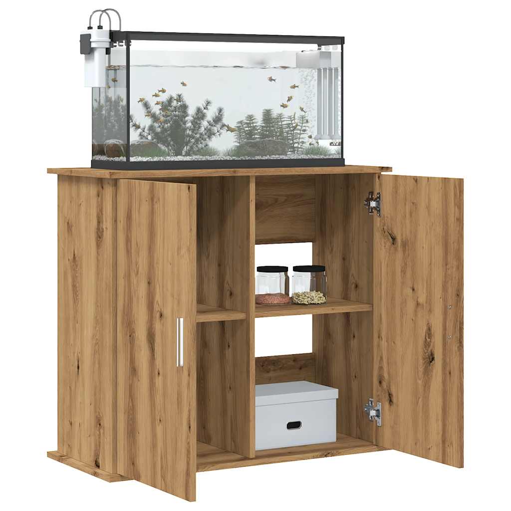 vidaXL Soporte para acuario de roble artesanal, 81 x 36 x 73 cm, madera de ingeniería