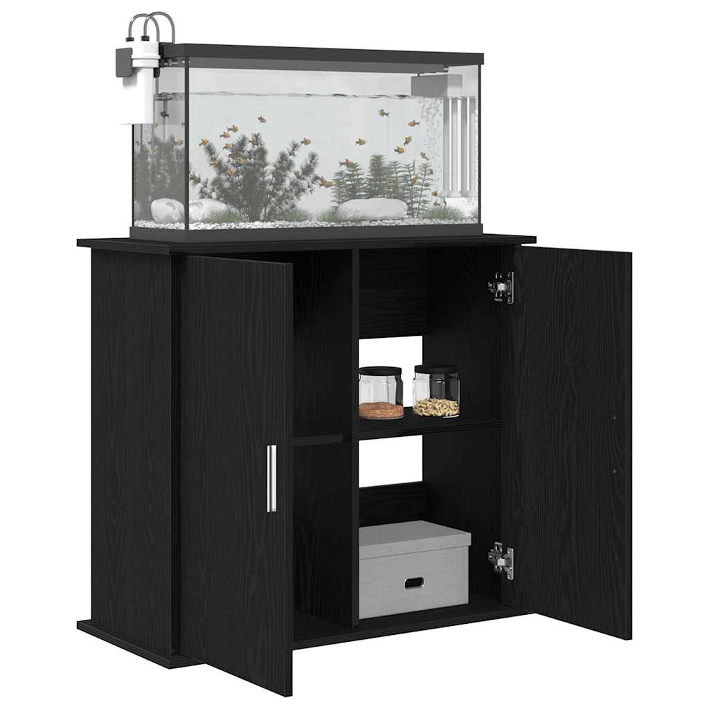 vidaXL Soporte para acuario de madera de ingeniería de roble negro 81x36x73 cm - Image 4