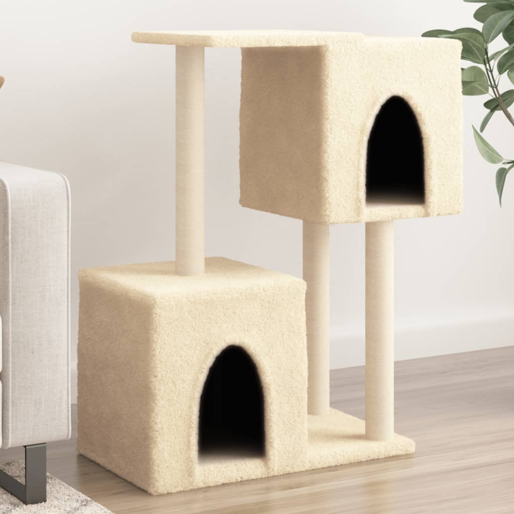 vidaXL Rascador para gatos con postes de sisal color crema 86 cm