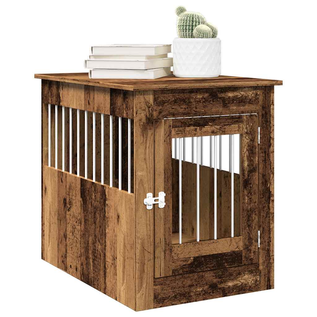 vidaXL Jaula para perros madera de ingeniería madera vieja 55x80x68 cm