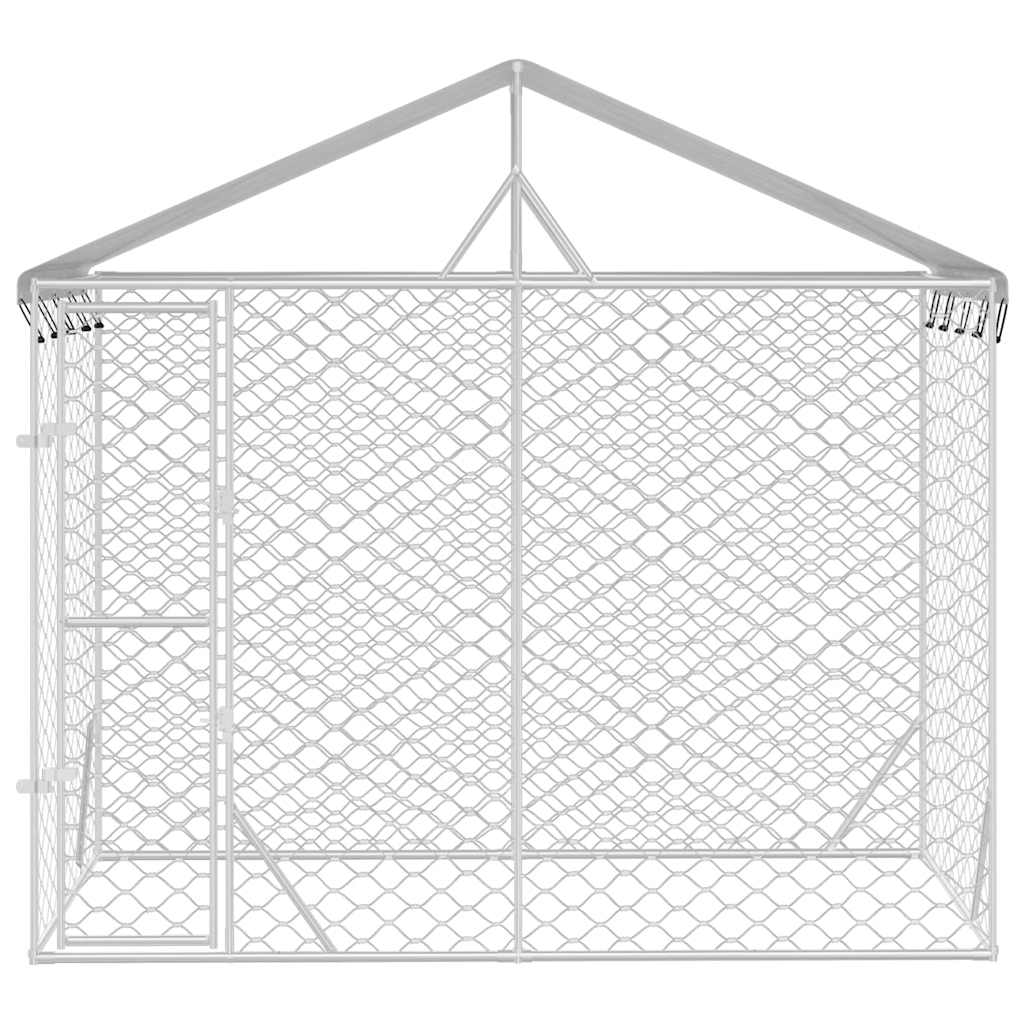 vidaXL Perrera exterior con toldo acero galvanizado plata 3x1,5x2,5 m - Image 3