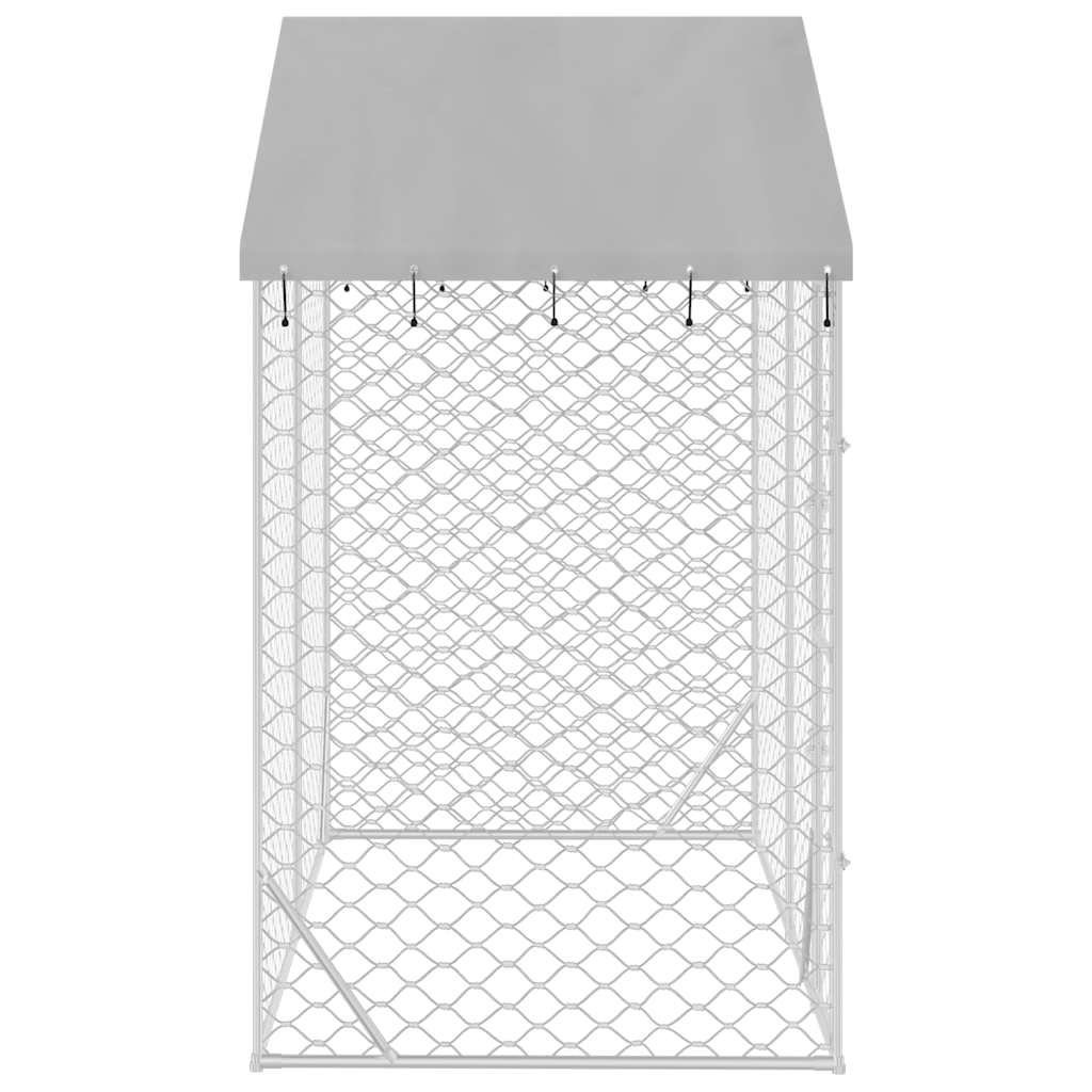vidaXL Perrera exterior con toldo acero galvanizado plata 3x1,5x2,5 m - Image 4