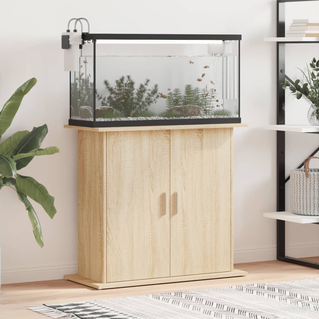 vidaXL Soporte para acuario de roble Sonoma 81x36x73 cm de madera de ingeniería