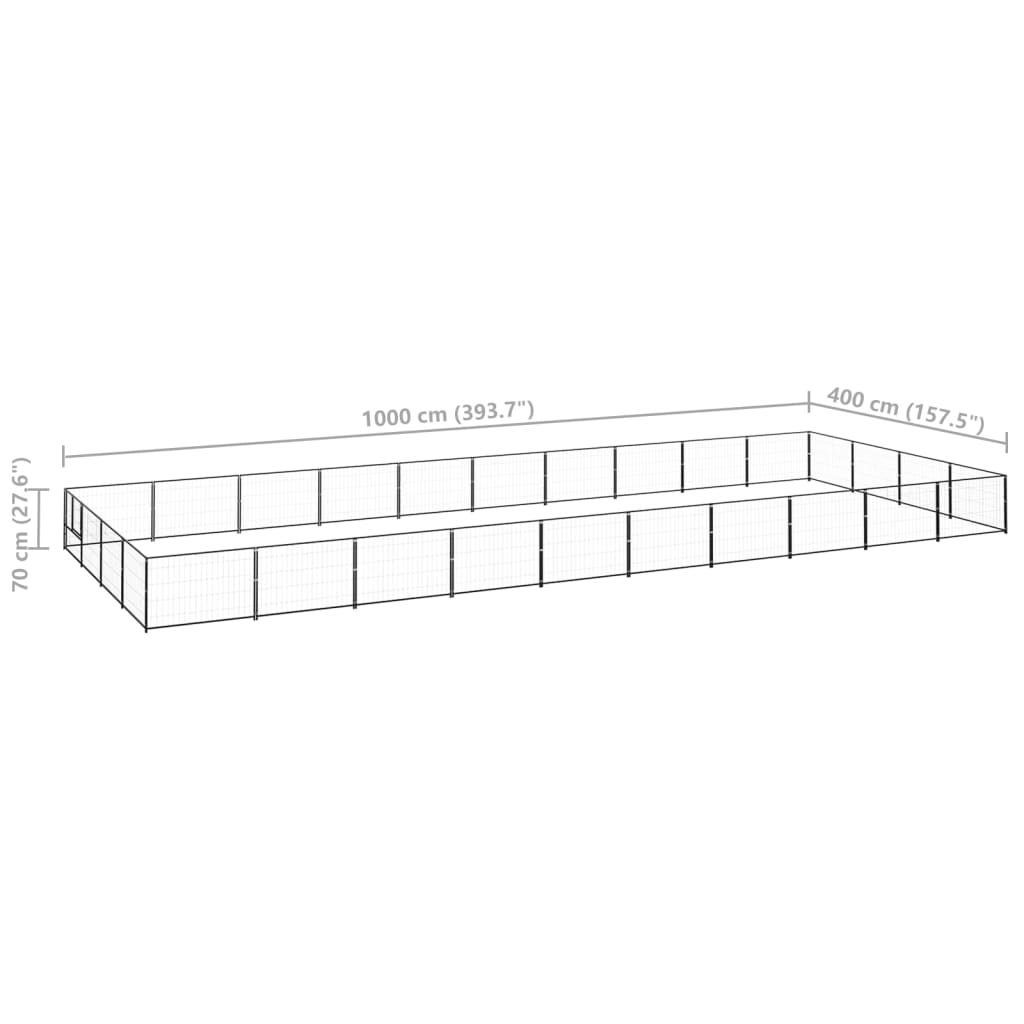 vidaXL Perrera acero 40 m² negra - Image 6