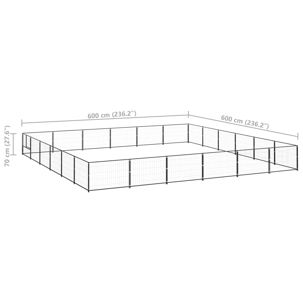 vidaXL Perrera acero 36 m² negra - Image 6