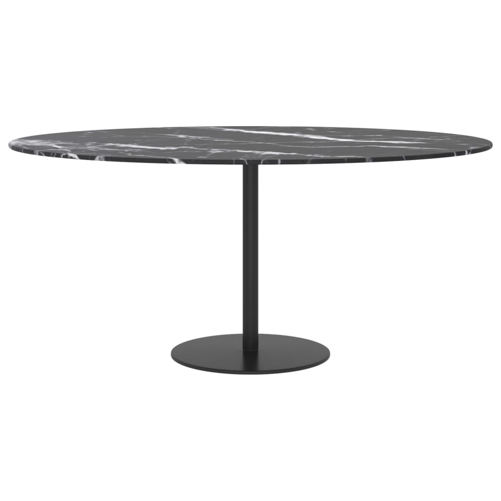 vidaXL Tablero de mesa diseño mármol vidrio templado negro Ø90x1 cm - Image 3