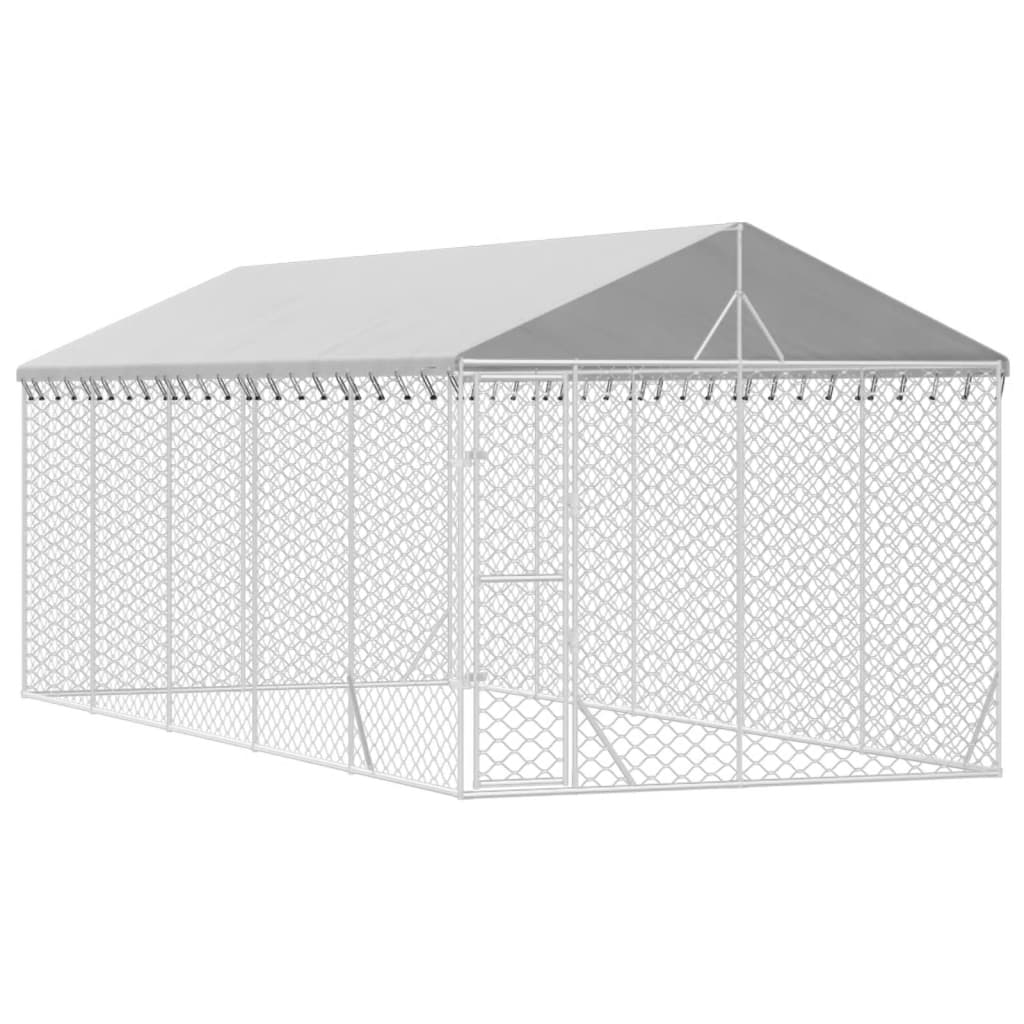 vidaXL Perrera exterior con techo acero galvanizado plata 3x7,5x2,5 m - Image 3