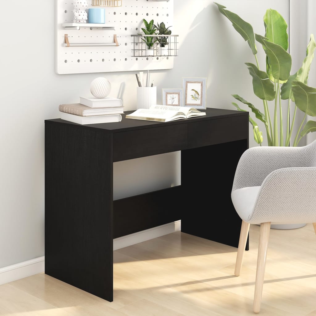 vidaXL Escritorio de madera contrachapada negro 101x50x76,5 cm - Image 3