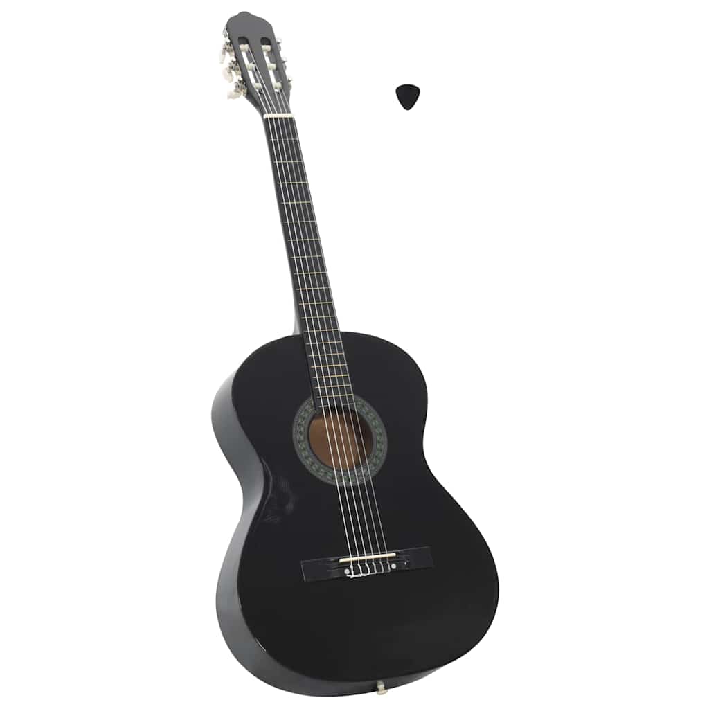 vidaXL Guitarra clásica para principiantes madera tilo negro 4/4 39"