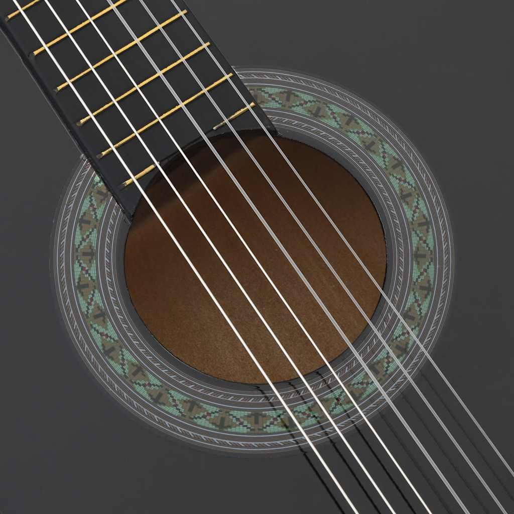 vidaXL Guitarra clásica para principiantes madera tilo negro 4/4 39" - Image 6