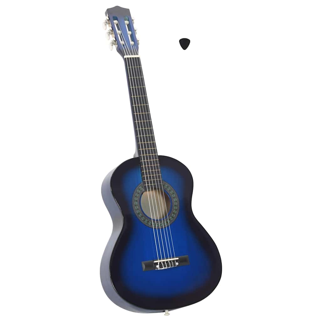 vidaXL Guitarra clásica para niños y principiantes azul 1/2 34"