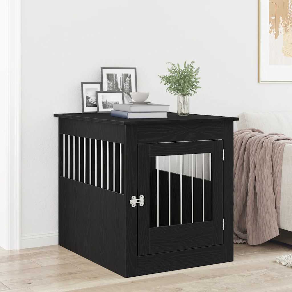 vidaXL Mueble para jaula de perro roble negro 64,5x80x71 cm madera de ingeniería