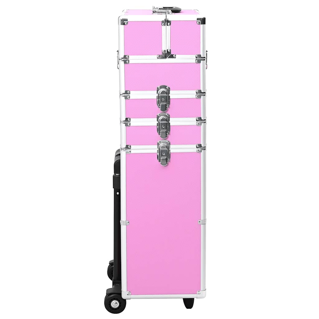 vidaXL Maletín trolley de maquillaje de aluminio rosa - Image 3