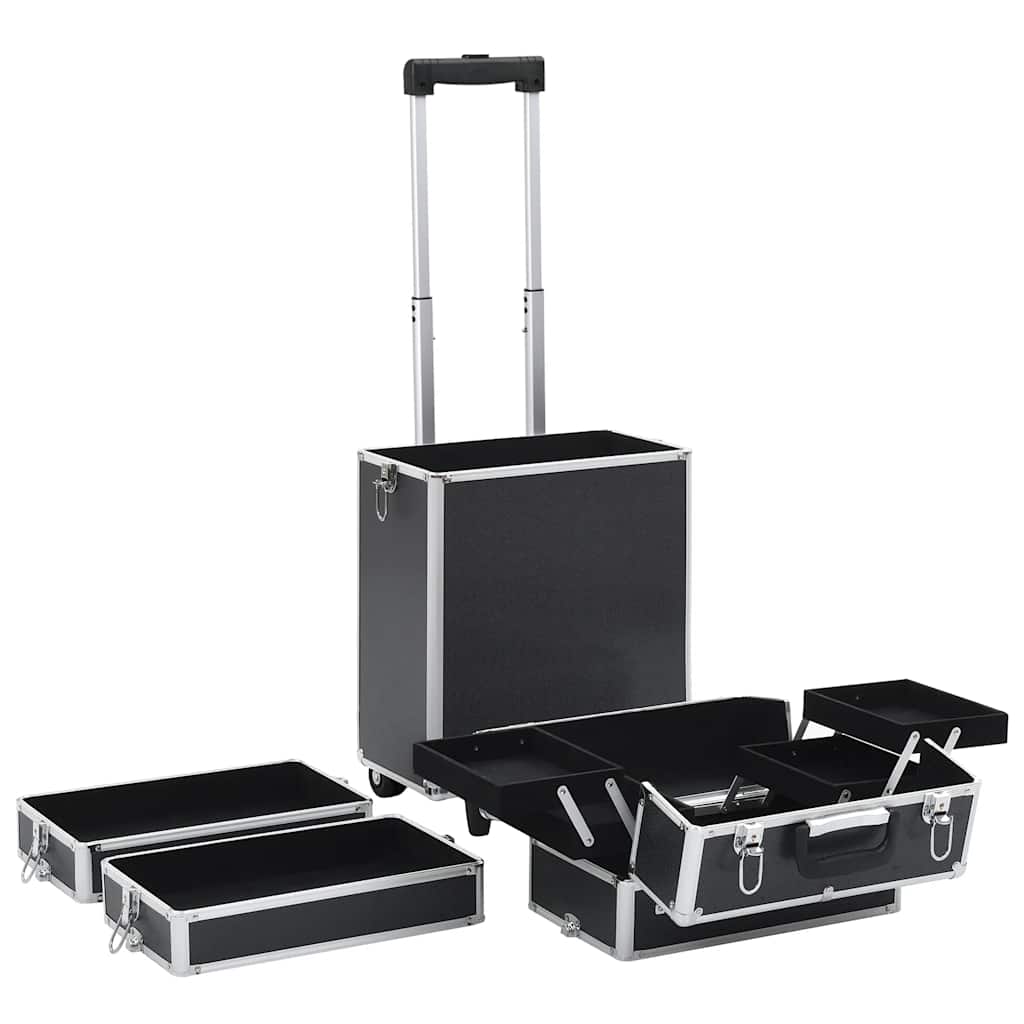 vidaXL Maletín trolley de maquillaje de aluminio negro - Image 5