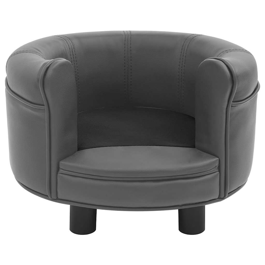 vidaXL Sofá para perros felpa y cuero sintético gris 48x48x32 cm - Image 3