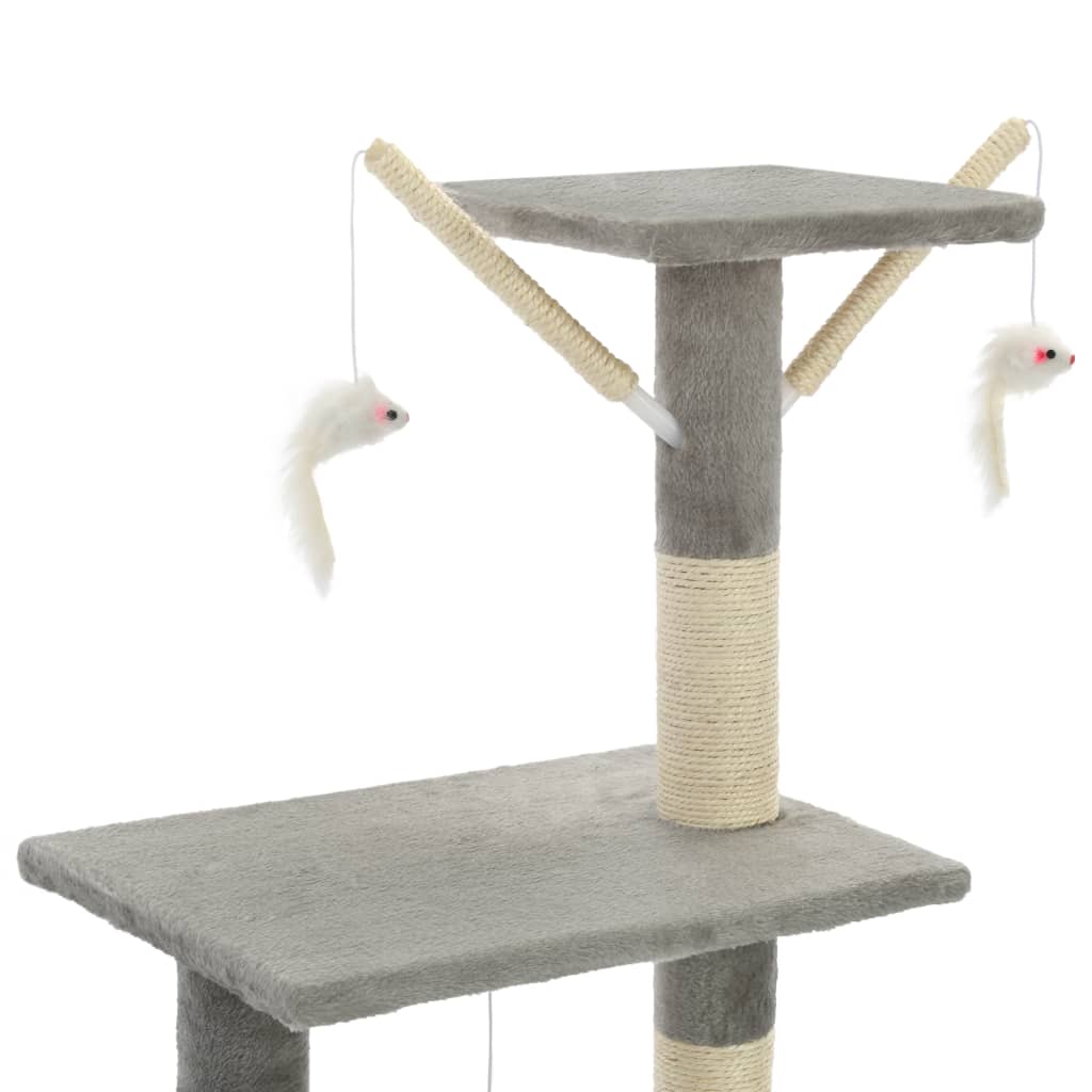 vidaXL Rascador para gatos con poste de sisal 138 cm gris - Image 6