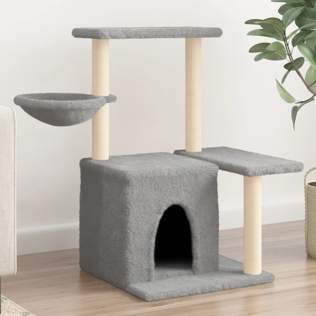 vidaXL Rascador para gatos con postes de sisal gris claro 83 cm