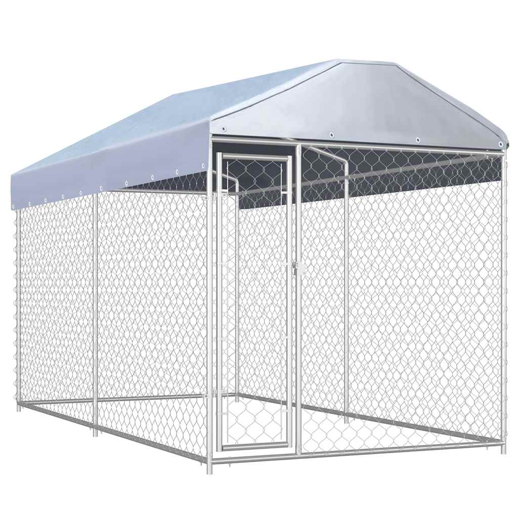 vidaXL Perrera de exterior con toldo 382x192x225 cm