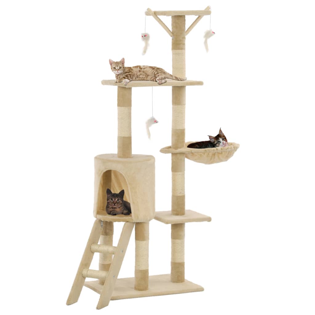 vidaXL Rascador para gatos con poste de sisal 138 cm beige
