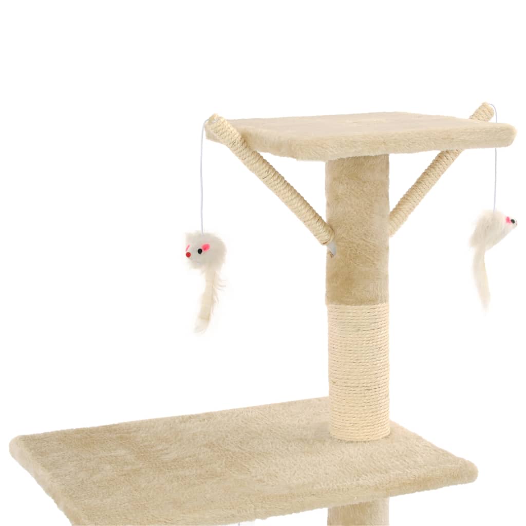 vidaXL Rascador para gatos con poste de sisal 138 cm beige - Image 6