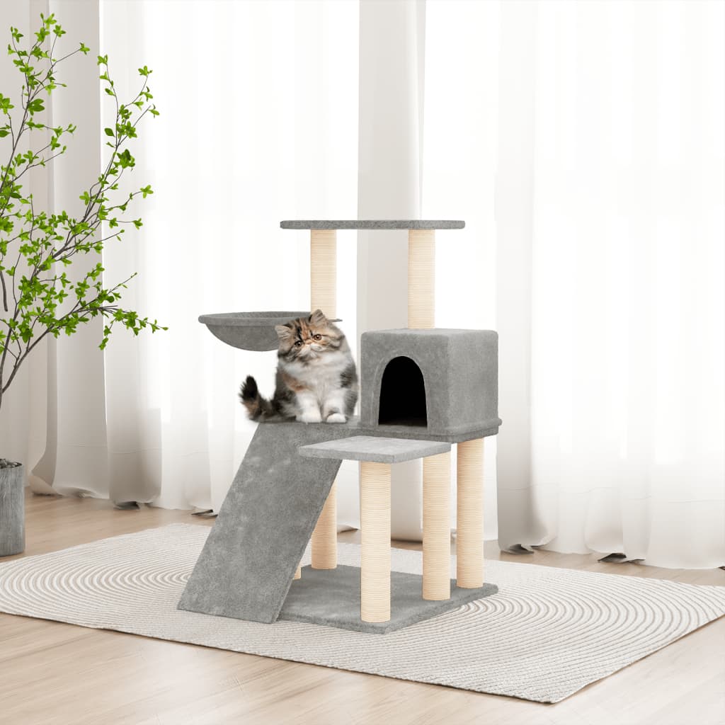 vidaXL Rascador para gatos con postes de sisal gris claro 82 cm