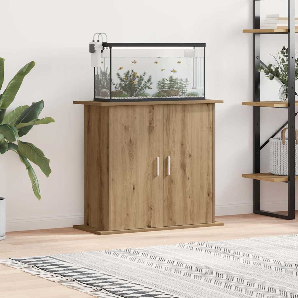 vidaXL Soporte para acuario de roble artesanal, 81 x 36 x 73 cm, madera de ingeniería