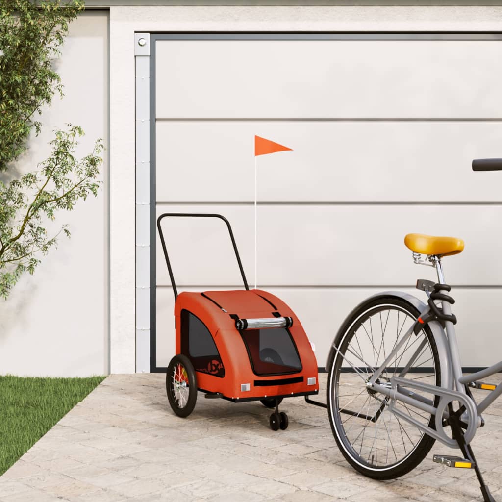 vidaXL Remolque de bicicleta mascotas hierro tela Oxford naranja
