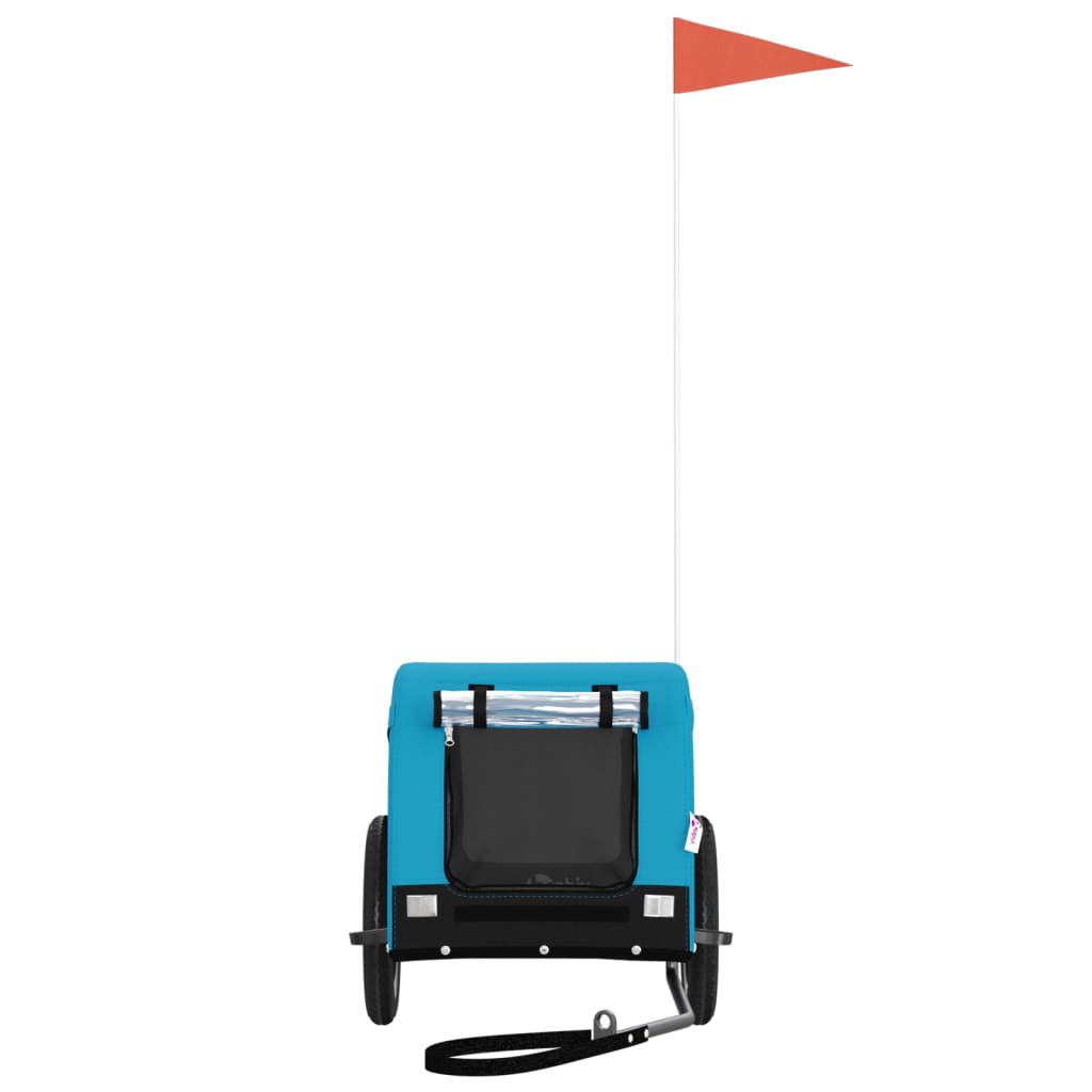 vidaXL Remolque de bicicleta mascotas hierro tela Oxford azul negro - Image 3