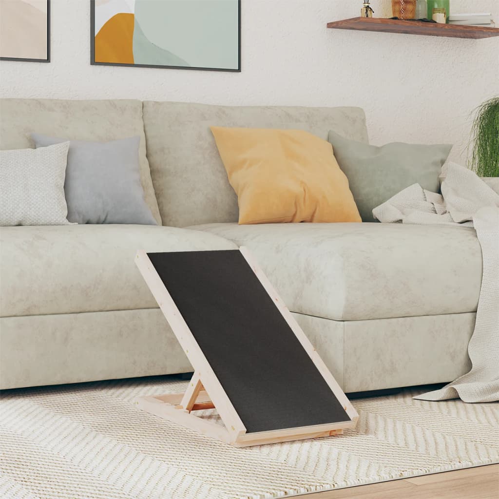 vidaXL Rampa para perros madera maciza de abeto gris 70x35 cm