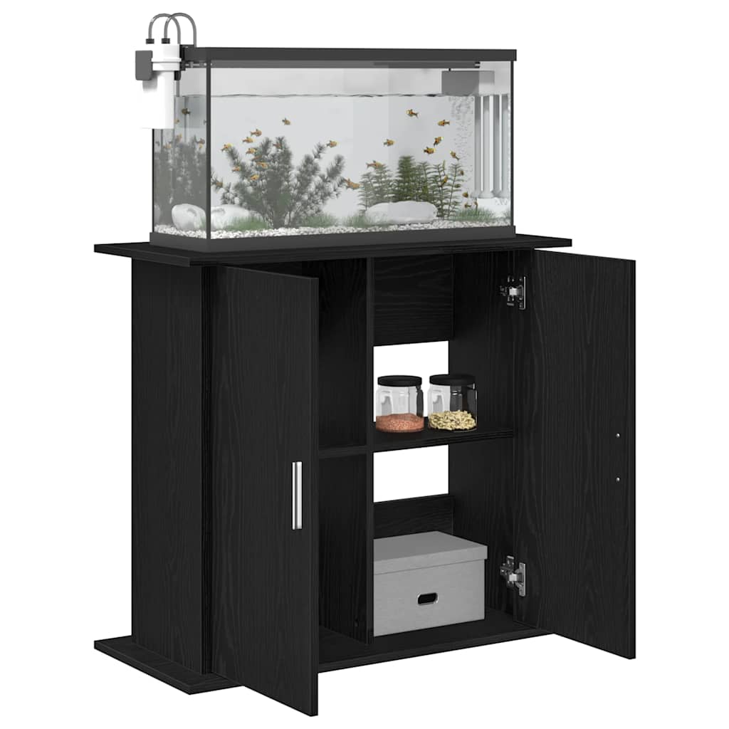 vidaXL Soporte para acuario de madera de ingeniería de roble negro 81x36x73 cm - Image 4